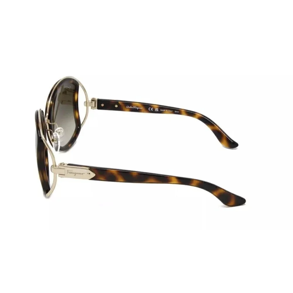 NIB Salvatore Ferragamo Oversize Tortoise Brown Side Cut Out 52mm Sunglasses
